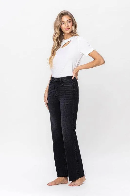 Womens Black High Rise Dad Jeans