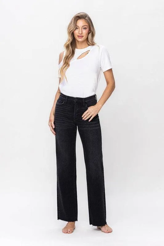 Womens Black High Rise Dad Jeans