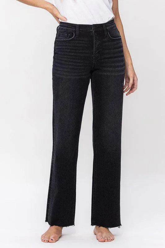 Womens Black High Rise Dad Jeans