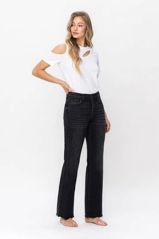 Womens Black High Rise Dad Jeans