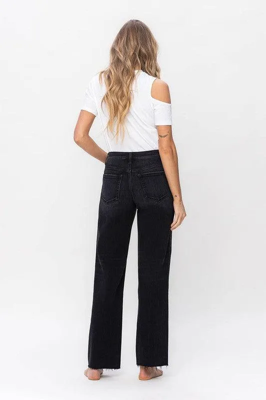 Womens Black High Rise Dad Jeans