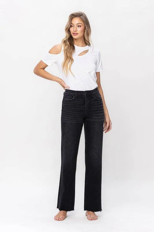 Womens Black High Rise Dad Jeans