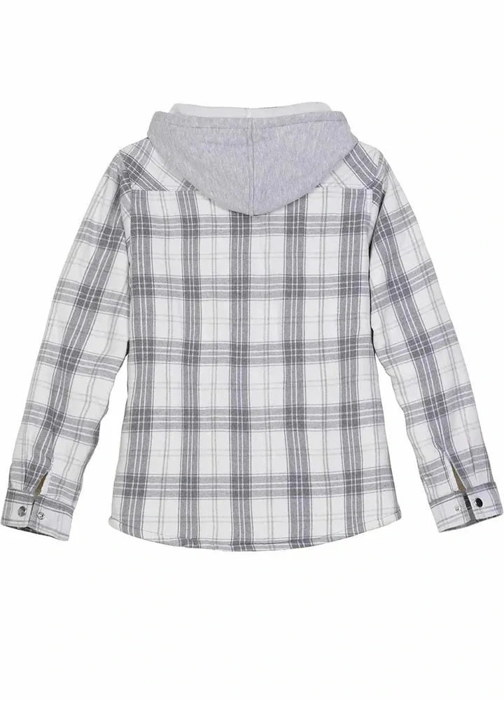 Women's Matching Family Snap Up Flannel Jacket with Hood