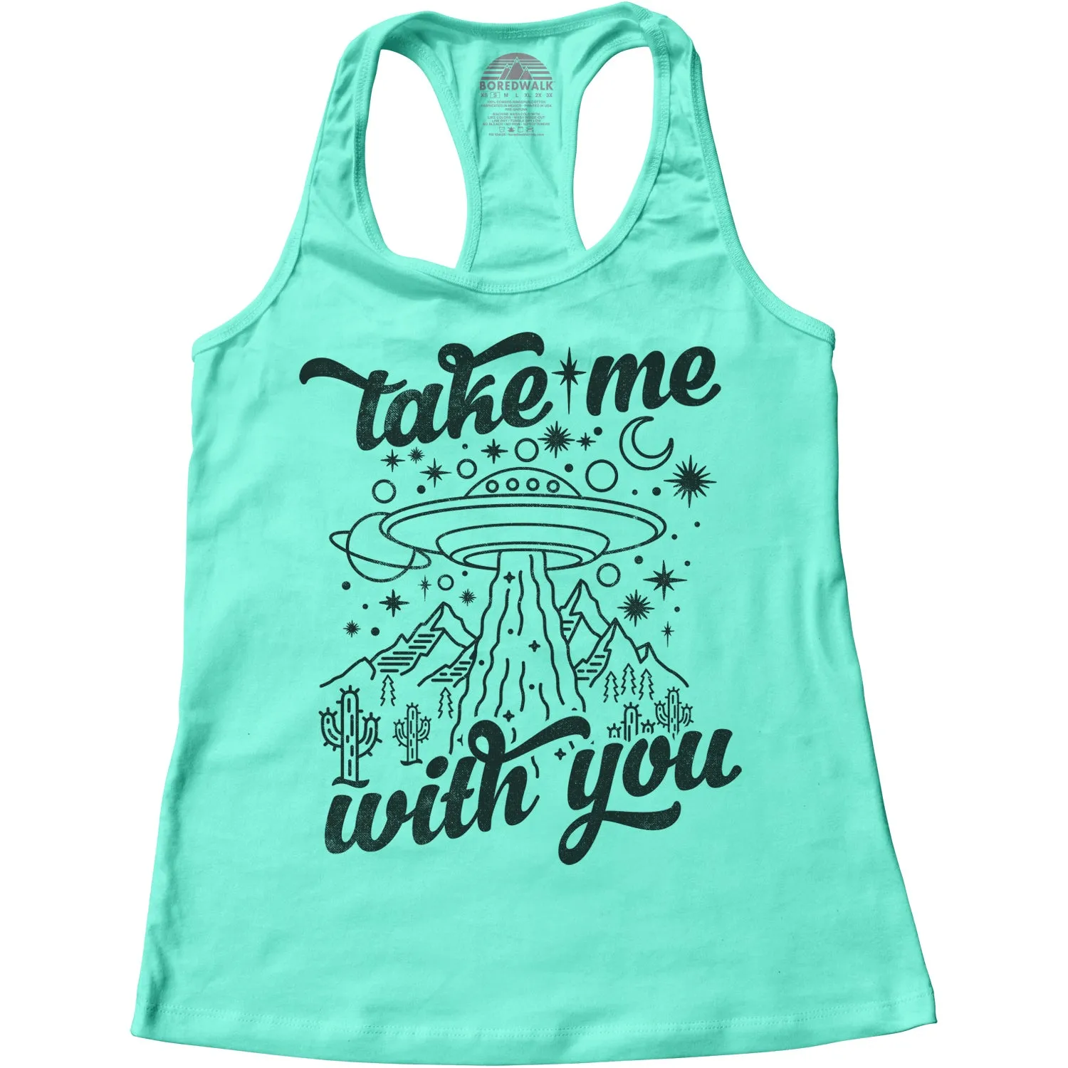 Women's Take Me With You Alien UFO Racerback Tank Top