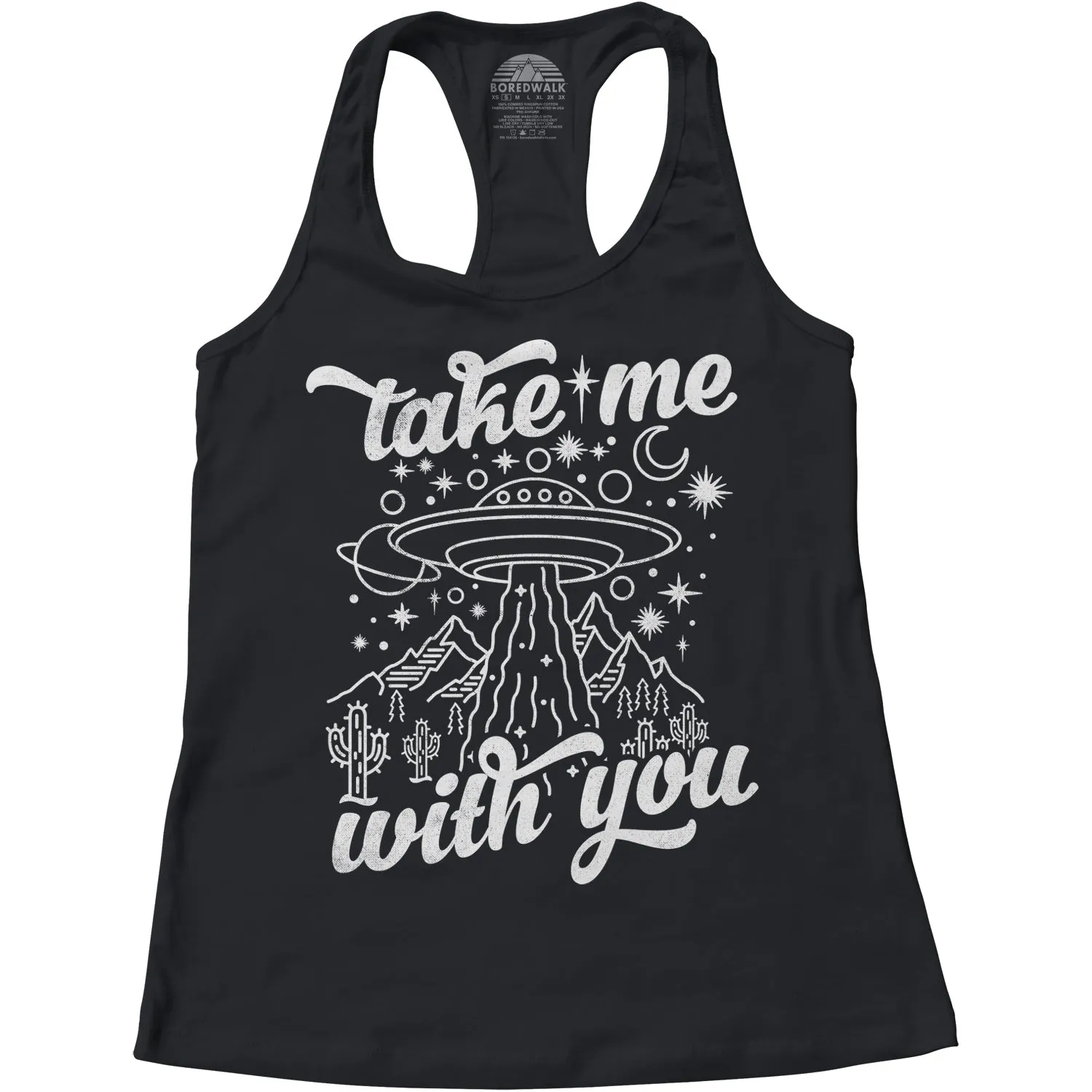 Women's Take Me With You Alien UFO Racerback Tank Top